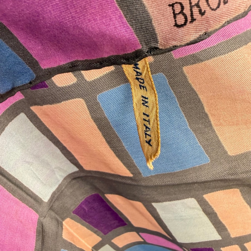 Vintage Bronzini Silk Art Deco Egyptian Rectangular Scarf 70s Purple Statement - Picture 9 of 10